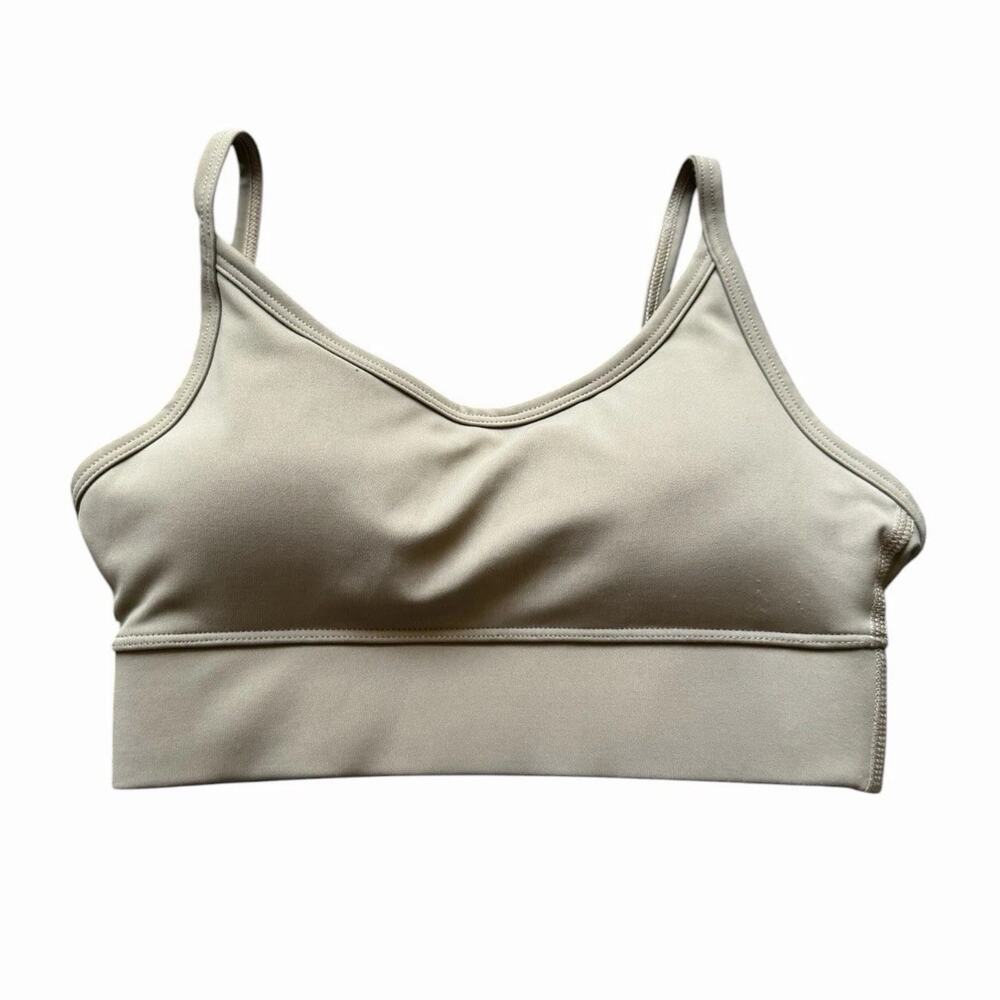 Zenana Taupe Longline Sports Bra Light Support Stretch Athleisure XS Neutral